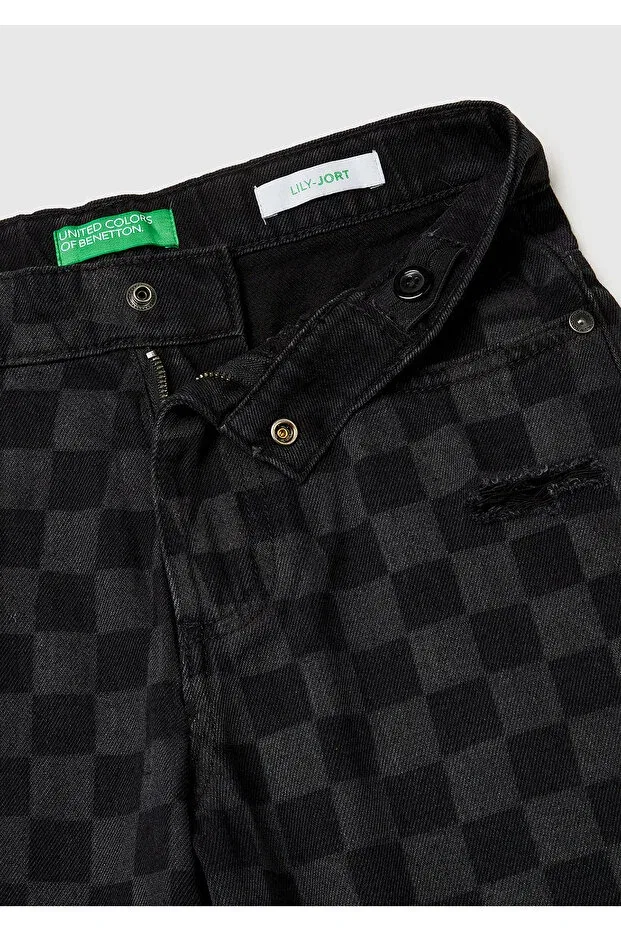 Детские шорты для мальчиков джинсовые с цепочкой и логотипом United Colors Of Benetton, Navy Blue — фото 3