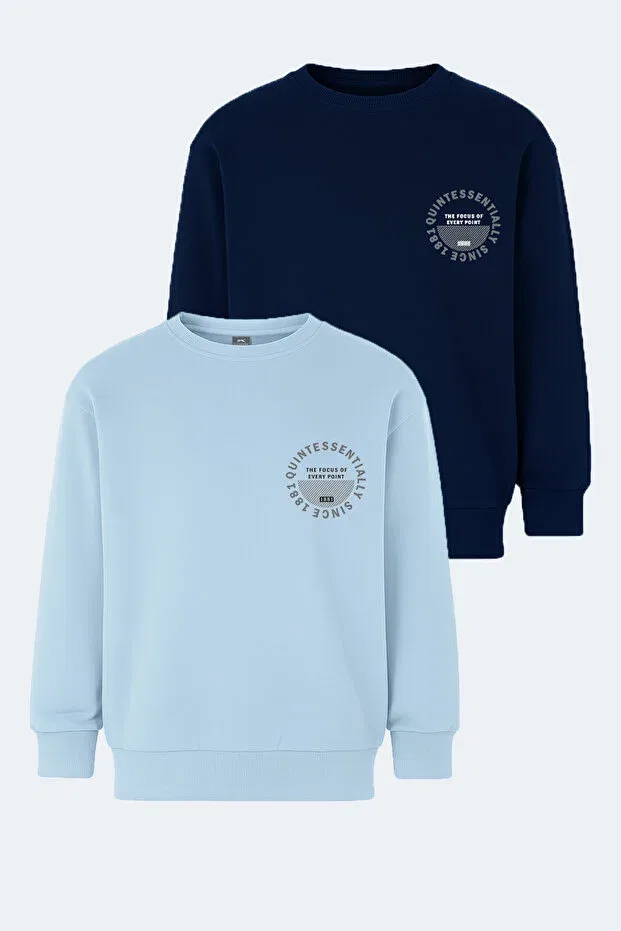 Детский комплект свитшотов для мальчиков с графическим принтом Slazenger, Navy Blue - Blue