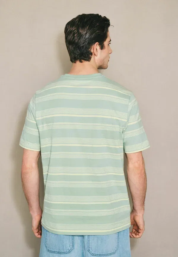 Футболка с принтом хлопковая Regular fit - horizontal striped edit t-shirt, Next, green, зеленый — фото 2