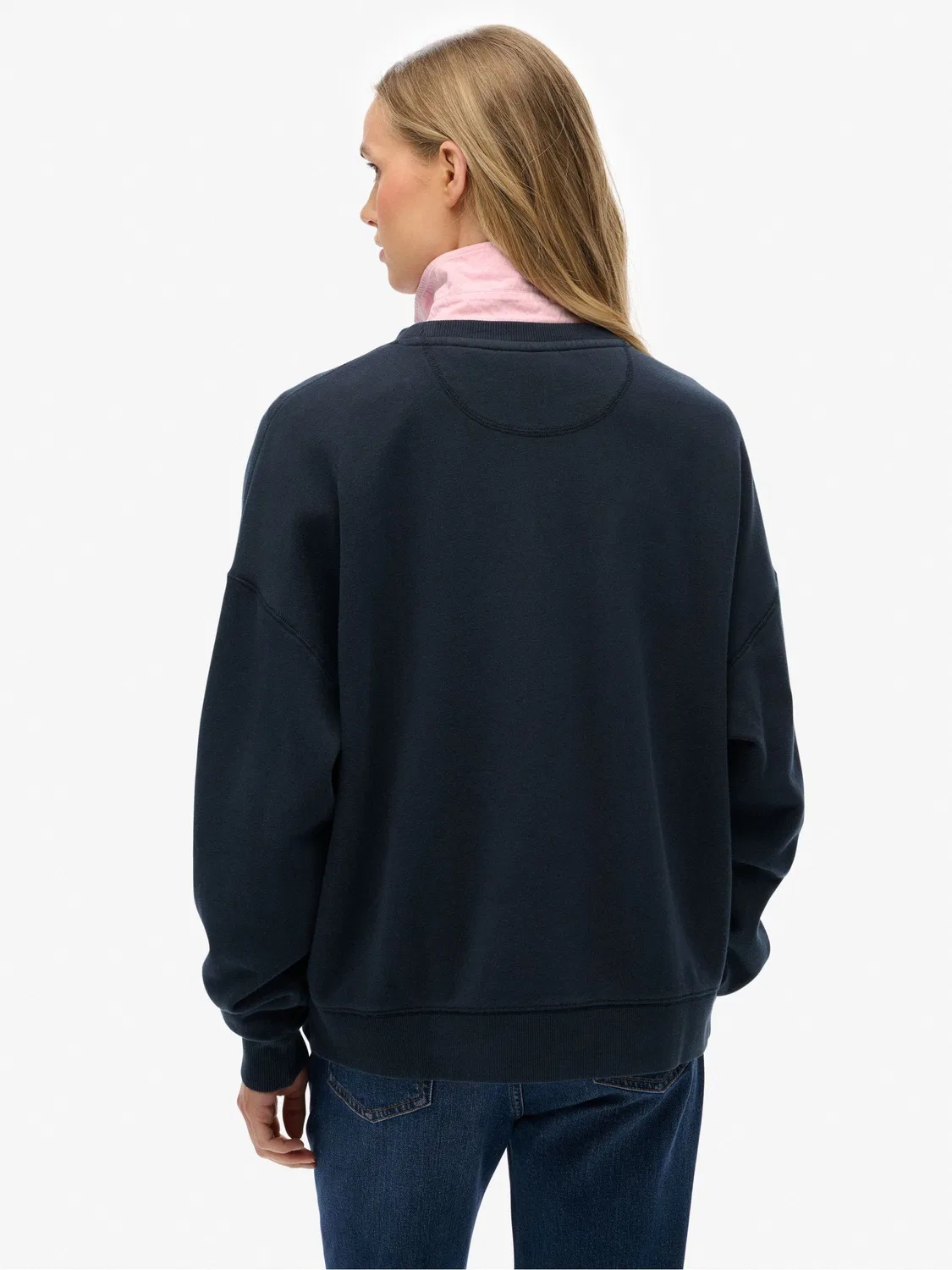 Свитшот с вышивкой Essential Logo Superdry, синий — фото 3