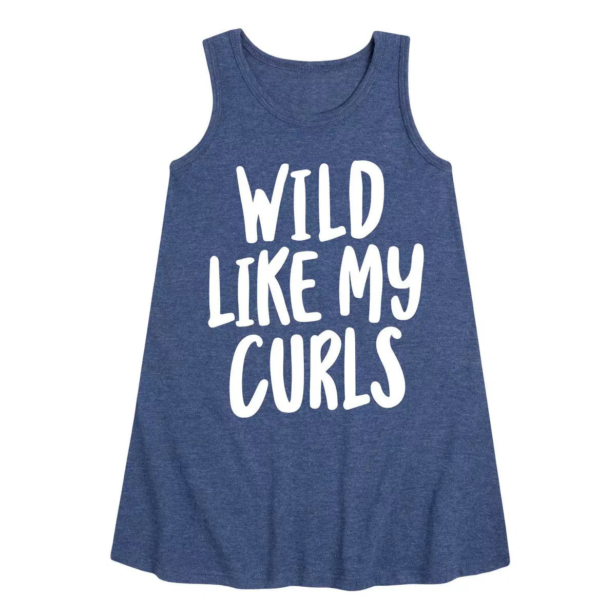 Детское платье-трапеция для девочек без рукавов Wild Like My Curls Instant Message, Heather Navy