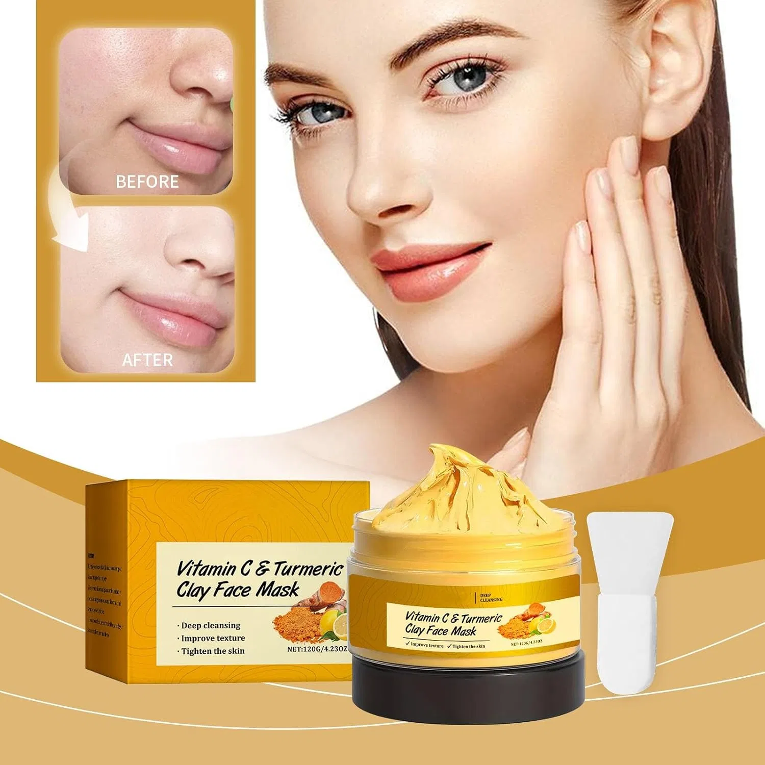 Маска для лица глиняная, Turmeric Vitamin C, 120 г Generisch — фото 3