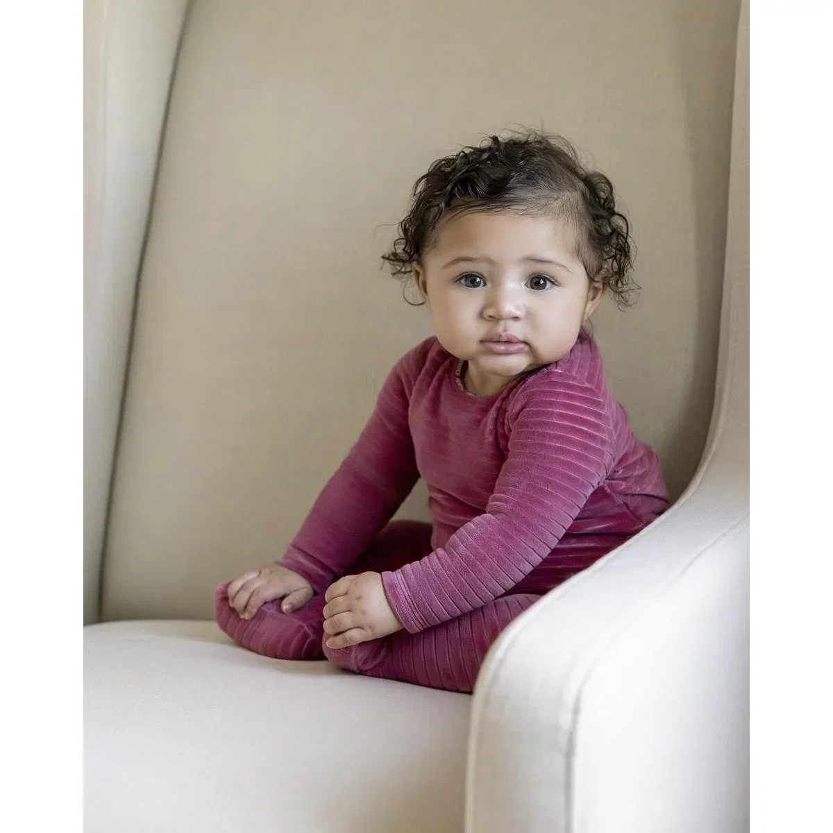 Детское боди-комбинезон с длинным рукавом MiniMoi Trim NEWBORN, Berry — фото 3