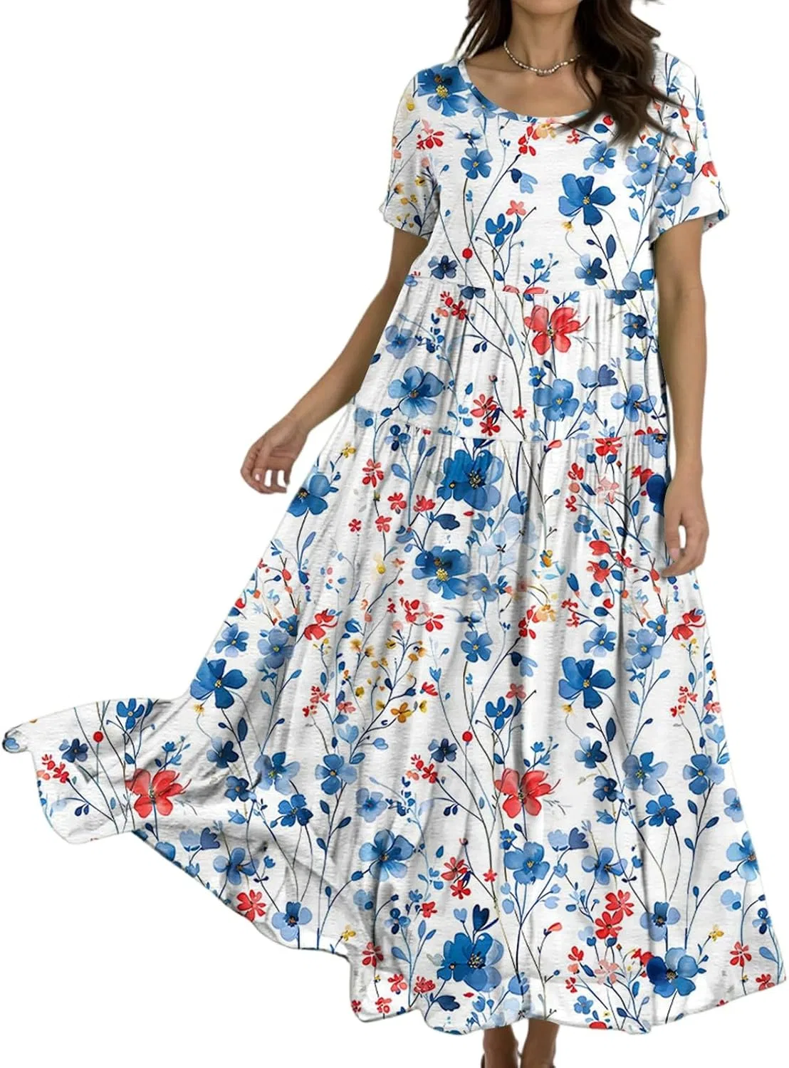 Женское пляжное макси-платье богемного стиля, Light Blue — фото 2