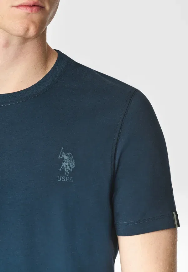 Футболка из хлопка с эластаном Basic t-shirt U.S. Polo Assn., Blu, синий — фото 4