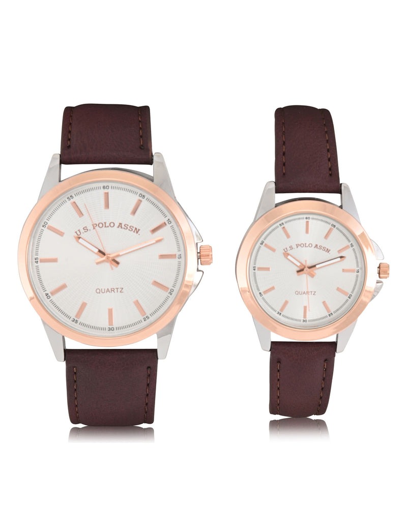 

Часы U.S. Polo Assn His And Hers Brown Strap, 2шт, коричневый