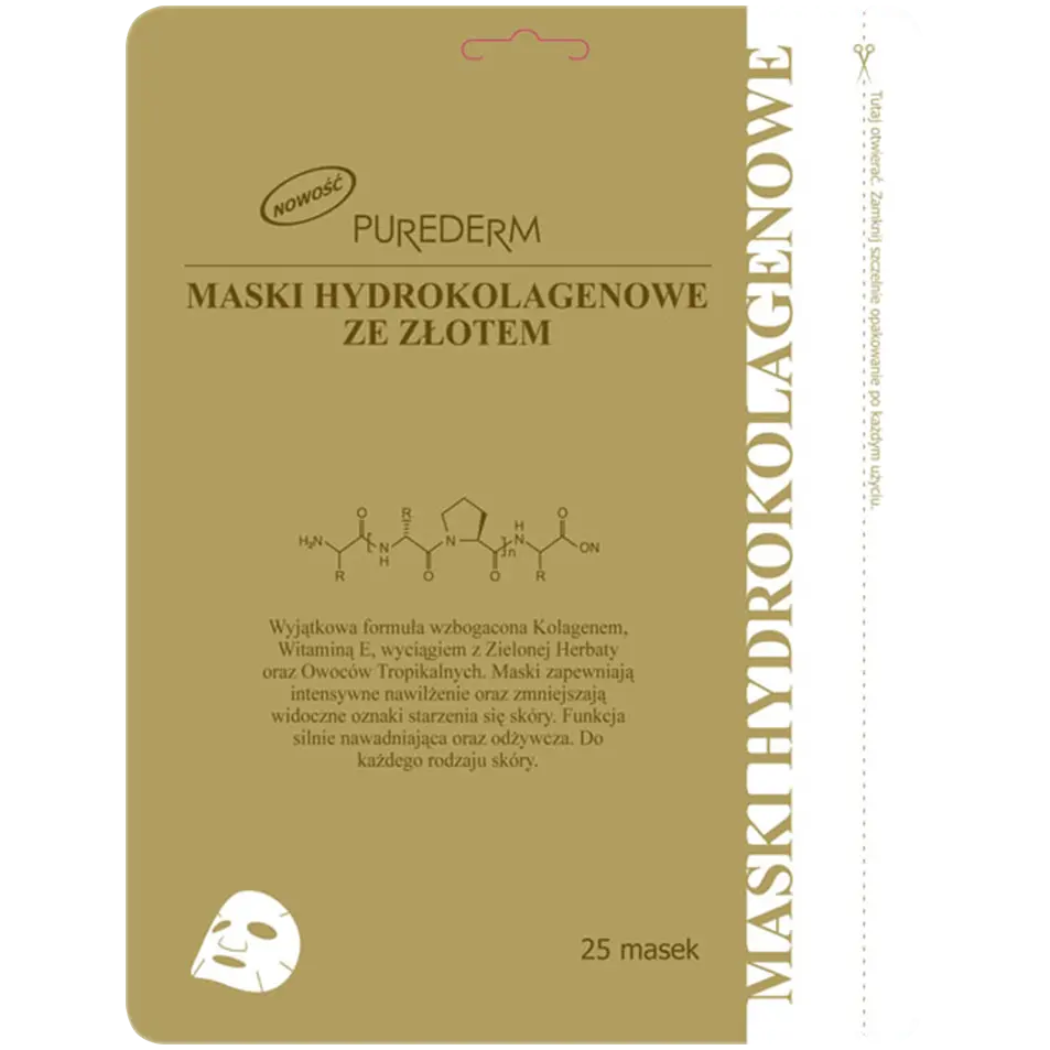

Purederm гидроколлагеновые маски для лица с золотом, 25 шт.
