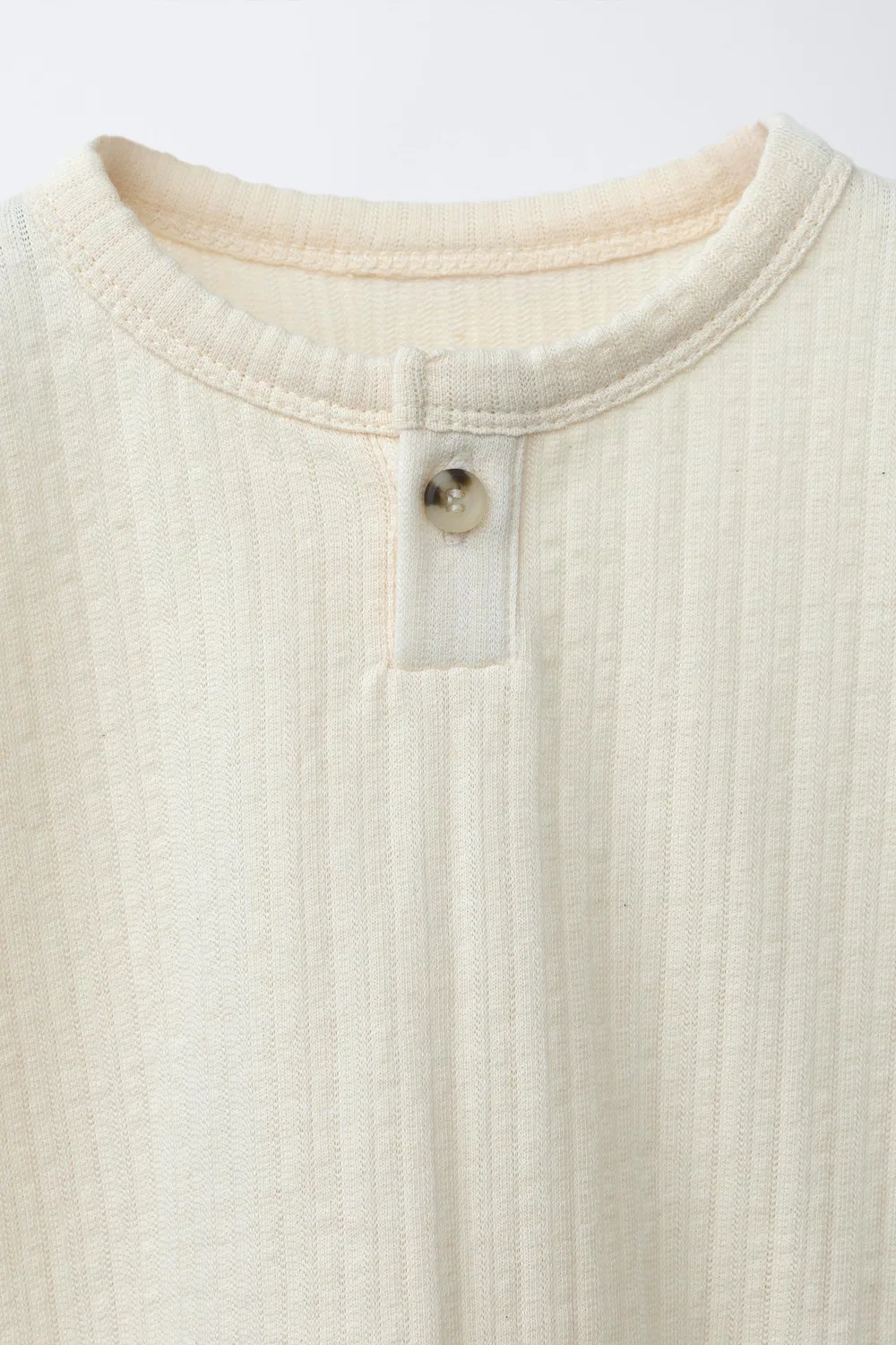 Футболка Henley ZARA, Ecru — фото 3