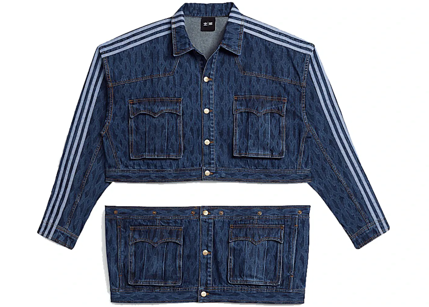 Детская джинсовая куртка с принтом Denim Track Jacket (All Gender) Adidas, Dark Denim — фото 3
