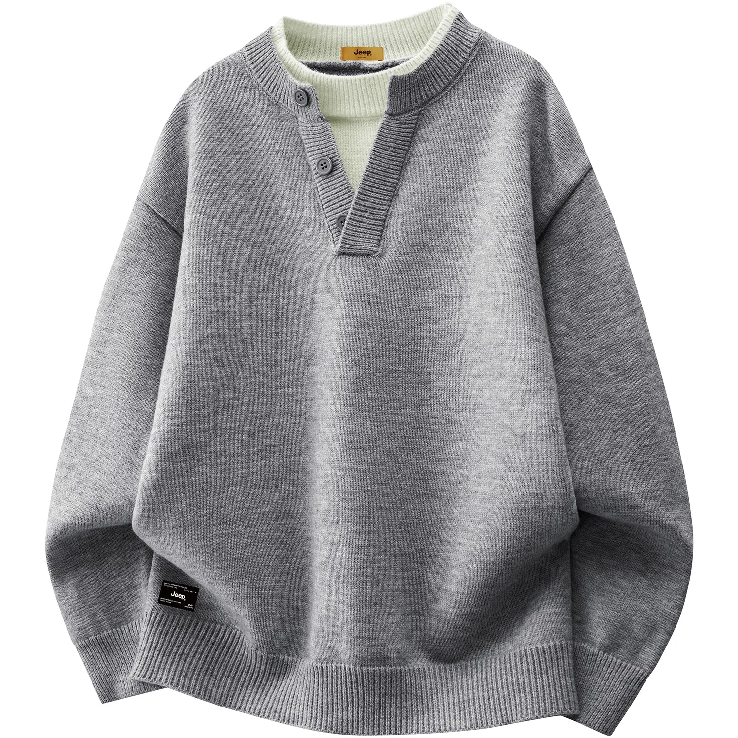 Детский свитер с воротником-хомутом, модель Henry, Jeep, Heather Gray