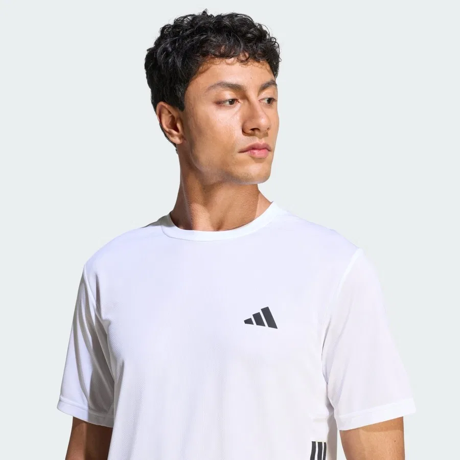 Футболка с длинным рукавом Performance Workout Essentials Base 3-Stripes adidas, Бело-черный — фото 4