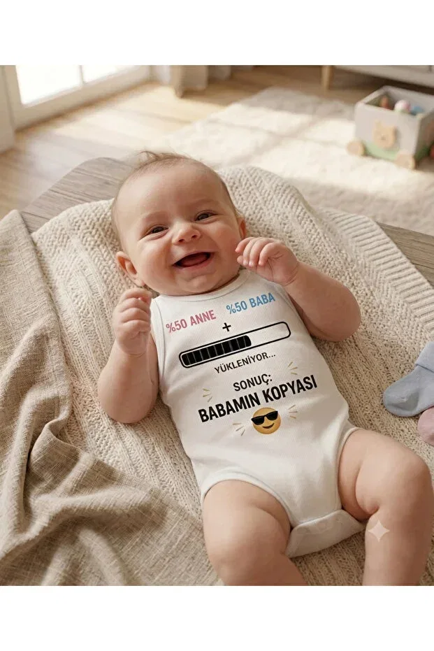 Детское боди-слип для новорожденных без рукавов Father'S day gift baby sleeveless bodysuit - dad's copy printed, 100% cotton humorous baby bodysuit Hazden, White — фото 3