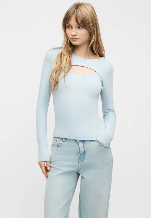 Футболка с длинными рукавами и вырезом логотипа Gap, Sail Blue — фото 4