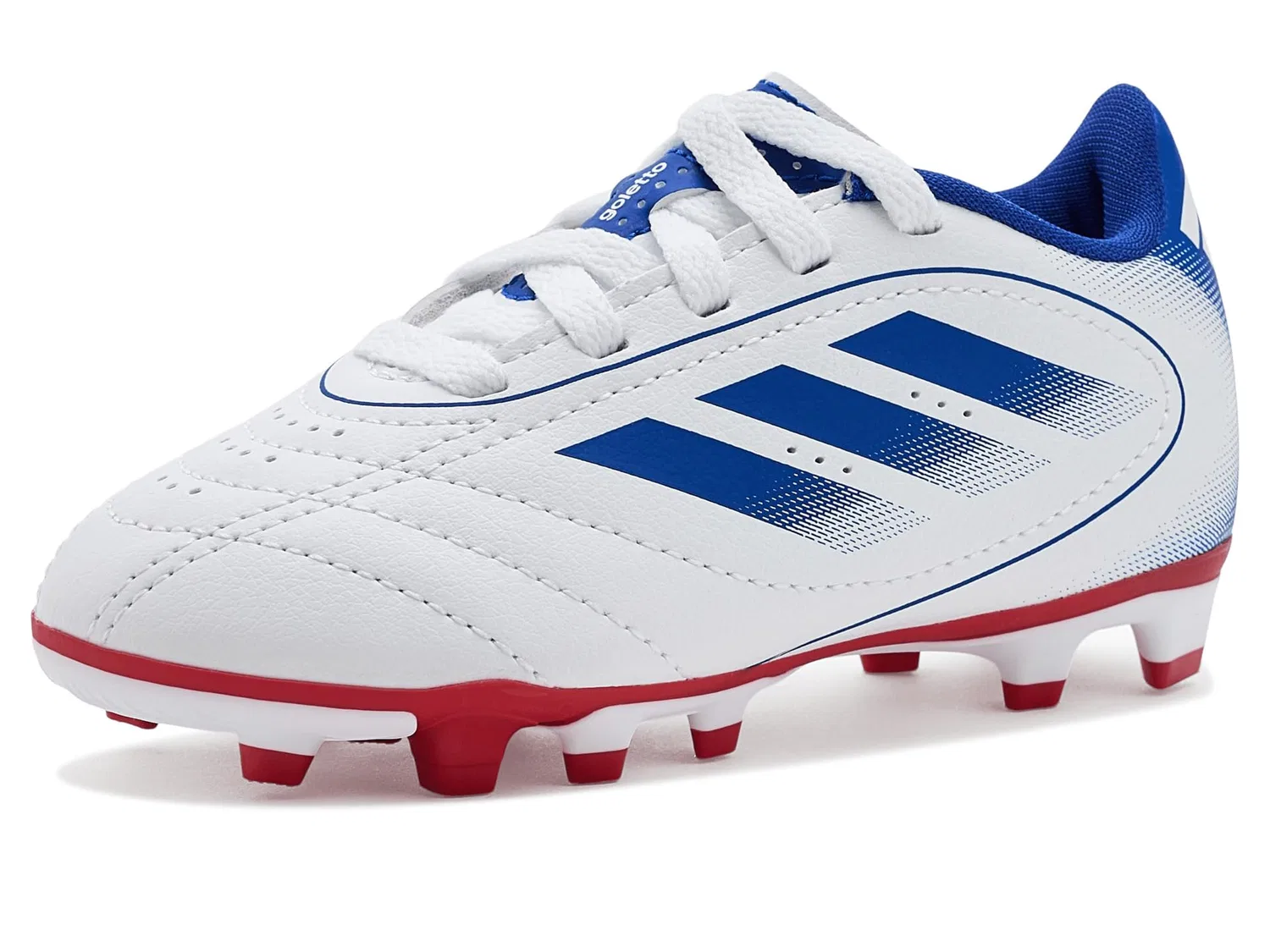 Бутсы Goletto Ix Firm Ground/Multi Ground (для малышей, маленьких и больших детей) Adidas Kids, White/Team Royal Blue/Better Scarlet