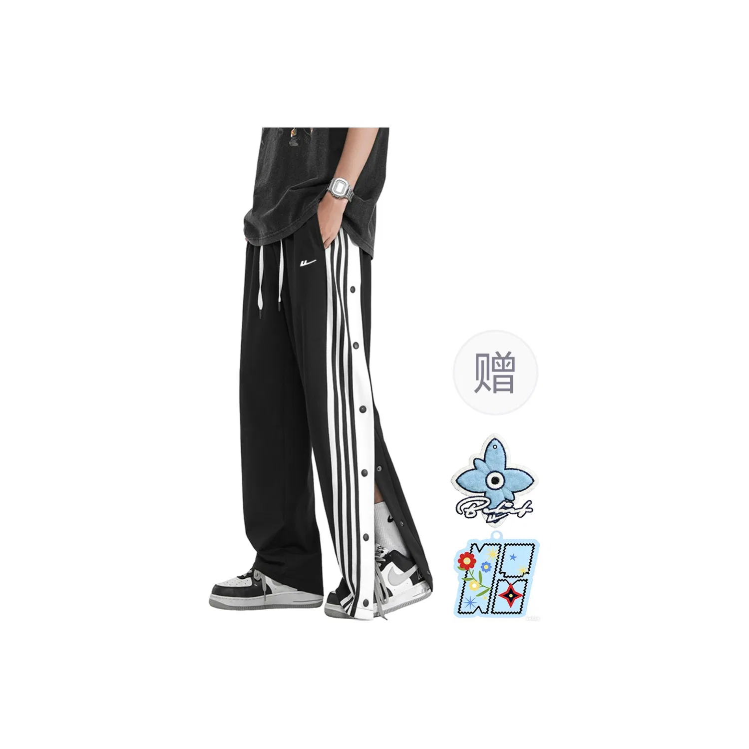 Женские повседневные брюки с принтом Black Full-Open Pants WARRIOR