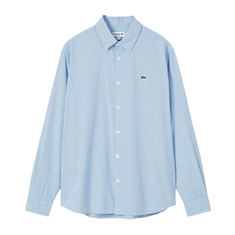 Мужская рубашка с лацканами White Blue Stripes Pattern LACOSTE