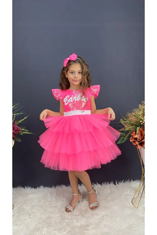 Детское платье для девочек без рукавов Crowned birthday party evening dress Delfini Kids, Pink — фото 4