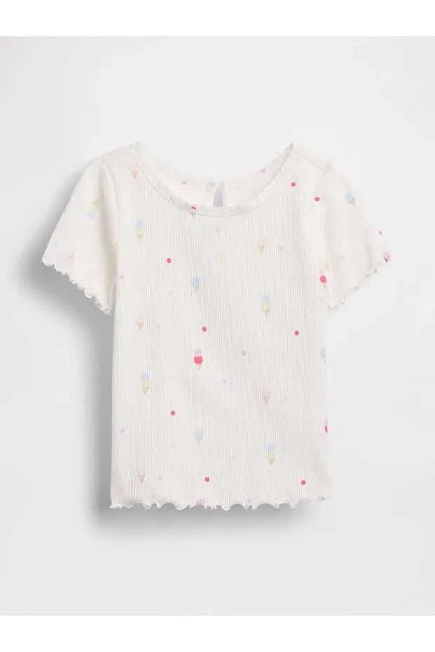 Детская футболка для девочек с вышивкой Gap, White-000