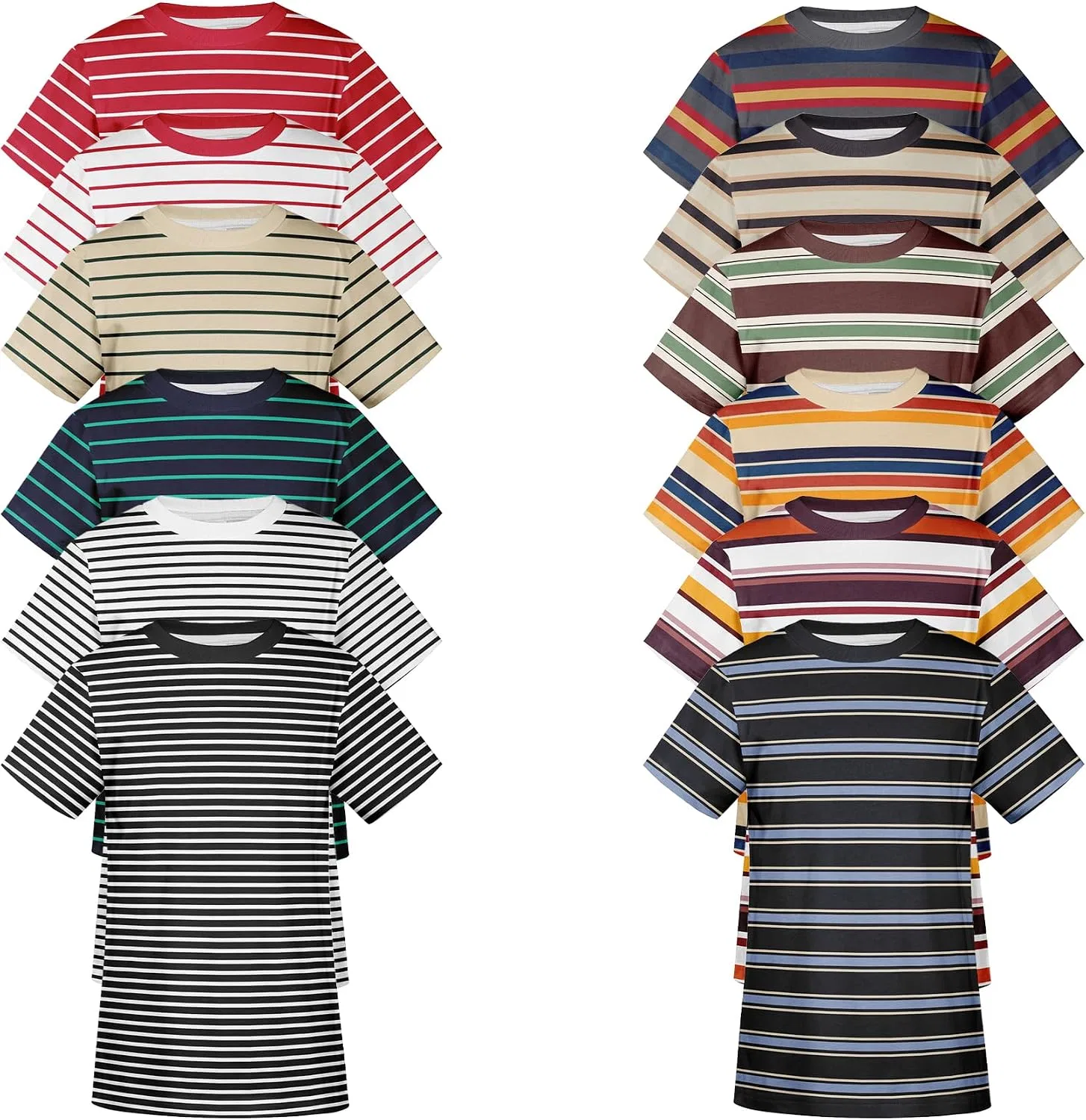 Мужская футболка с коротким рукавом, 12 шт., Striped, Mixed Assortmen-9