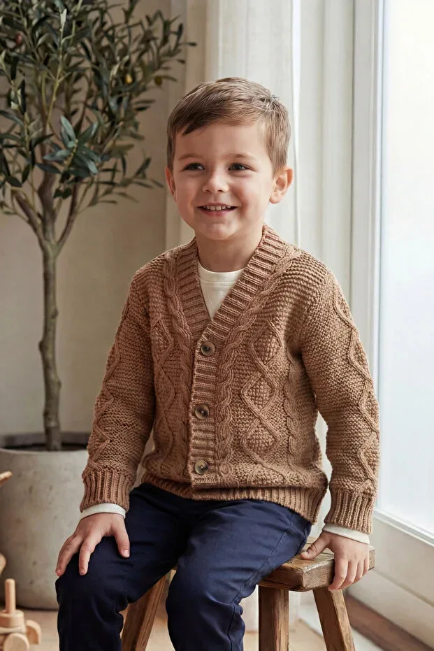 Детский кардиган с косами Babily, Brown