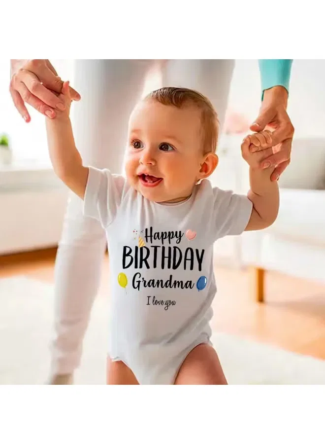 Боди-комбинезон с принтом Happy Birthday Grandma Matching Family Outfits, белый — фото 3