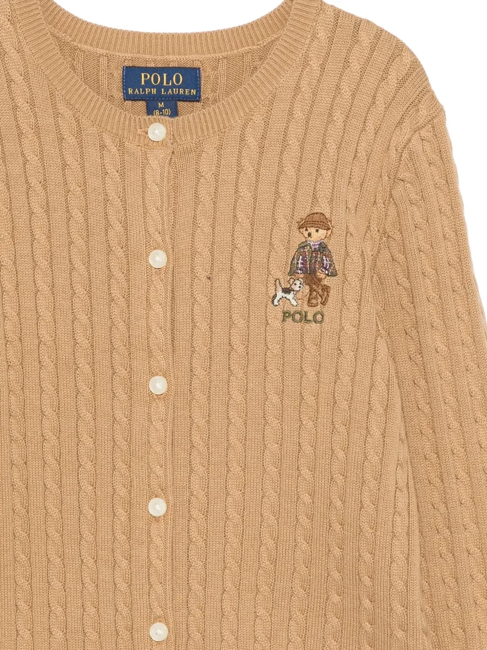 Вязаный кардиган с косами Polo Bear POLO RALPH LAUREN KIDS, бежевый — фото 3