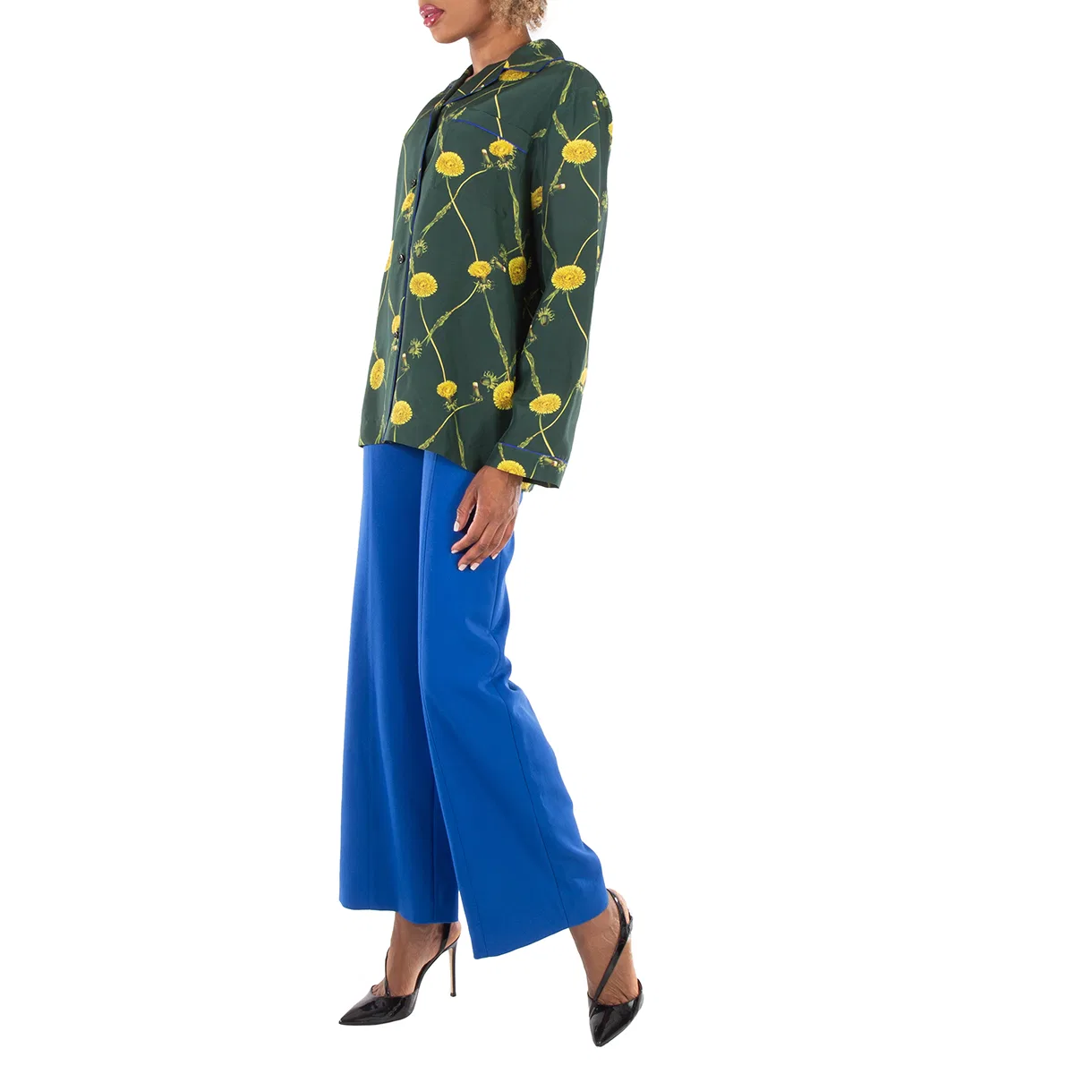 Пижамная рубашка из шелка с принтом одуванчиков Dandelion-Print Silk Pyjama Shirt Burberry, Ivy Ip Pattern — фото 4