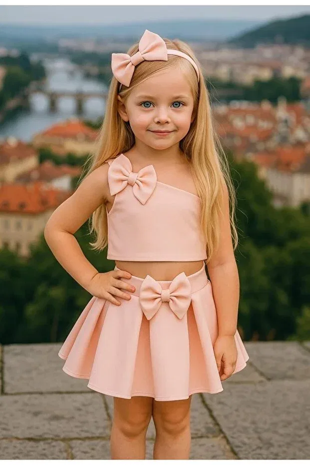 Детский комплект для девочек с принтом Tunay Moda, Orange