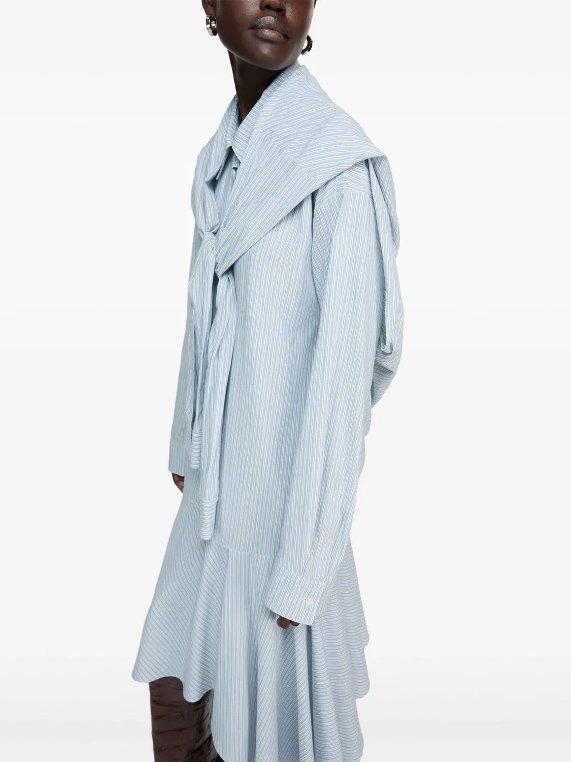 Полосатое миди-платье Acne Studios, светло-голубой — фото 2