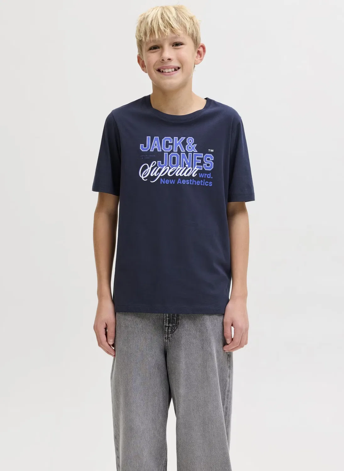 Футболка с принтом с коротким рукавом Jjelogo Jack & Jones Junior, синяя