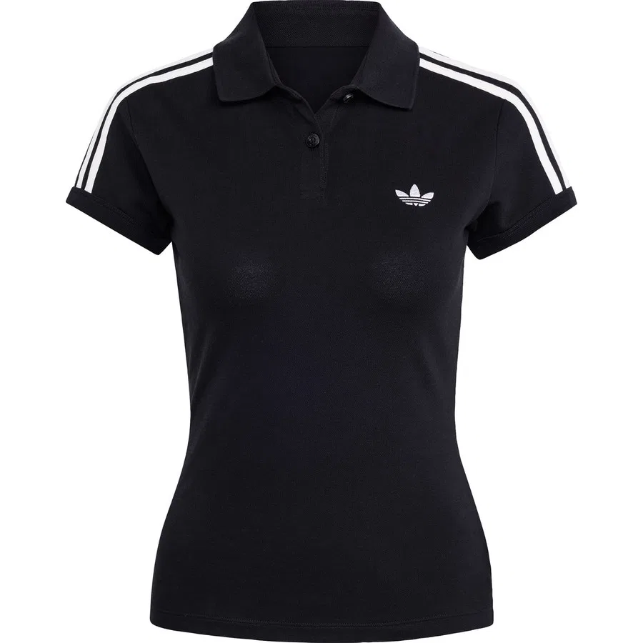 Поло с длинным рукавом Adicolor Sport 3-Stripes Polo adidas, Черно-белый — фото 3