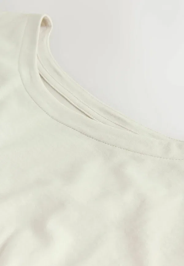 Футболка хлопковая Round neck cap sleeve t-shirt, Next, Beige, бежевый — фото 3