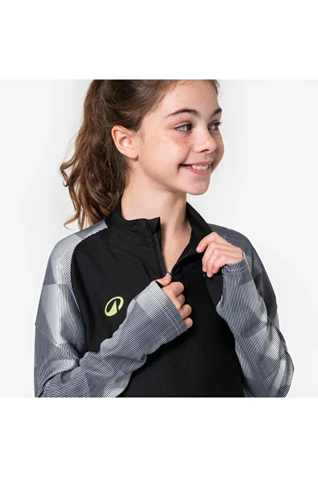 Детское для девочек свитшот с длинным рукавом Viralto Decathlon, Black - Gray — фото 3