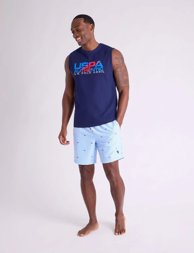 Мужская майка с открытой проймой U.S. Polo Assn. Gradient USPA Graphic Jersey, темно-синий — фото 3