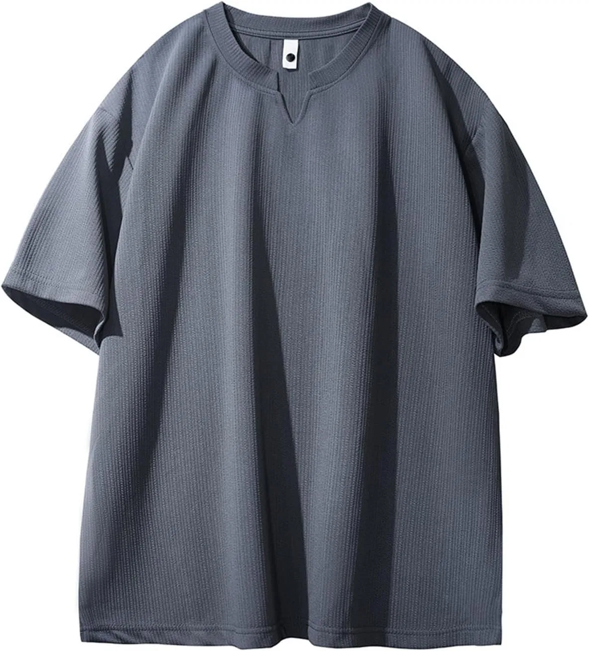 Мужская свободная футболка с V-образным вырезом, Dark Gray — фото 4