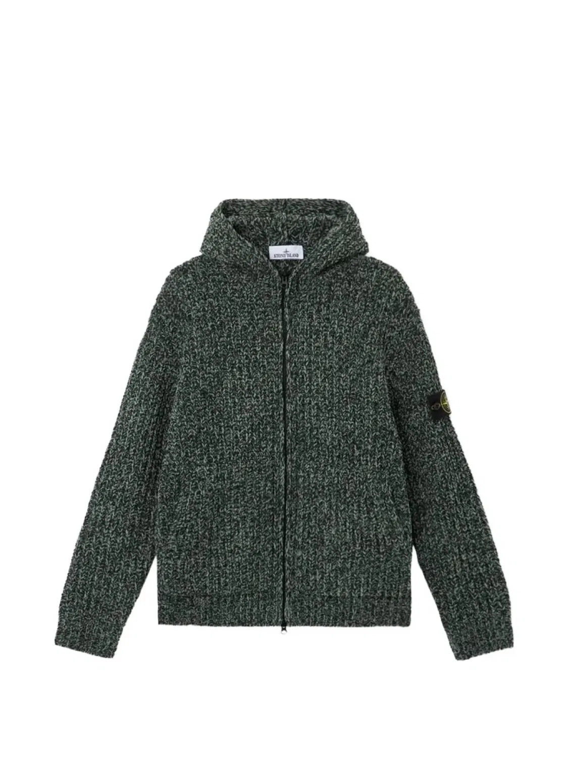 Джемпер на молнии из хлопкового шениля Stone Island, зеленый