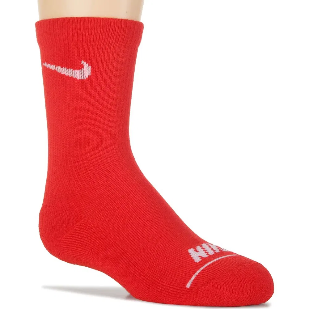 Набор из 6 детских носков размера XS с мягкой подкладкой Nike, Red/Grey/White/Blue Assorted — фото 4