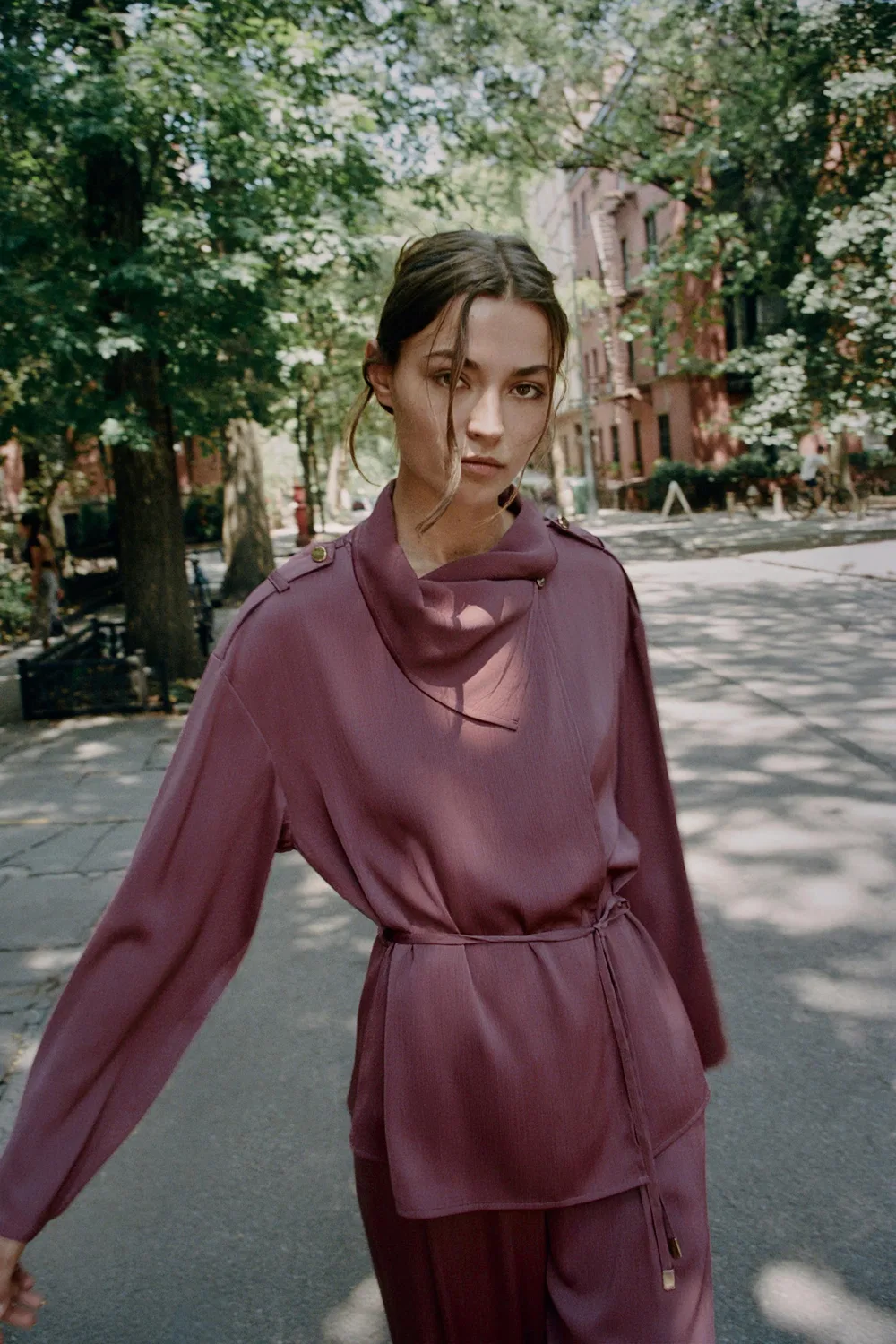 Свободный двубортный пиджак ZARA, MARSALA — фото 4
