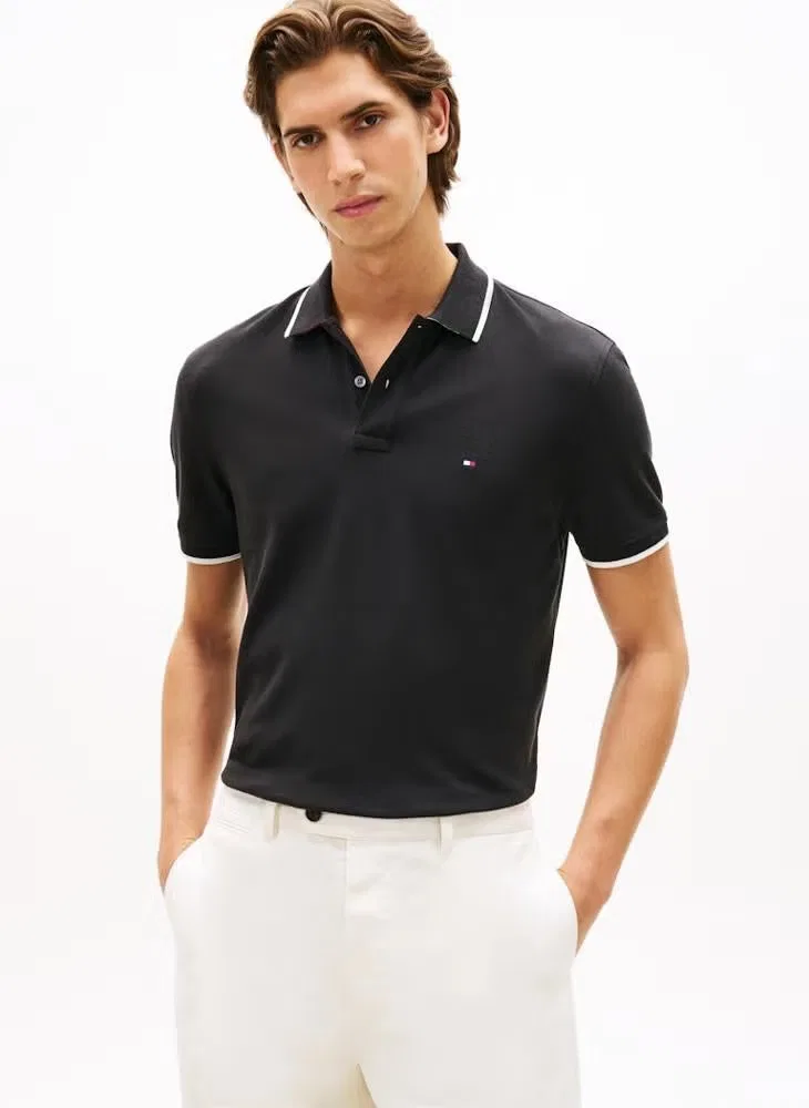 Поло с контрастной отделкой Regular fit Tommy Hilfiger, черный