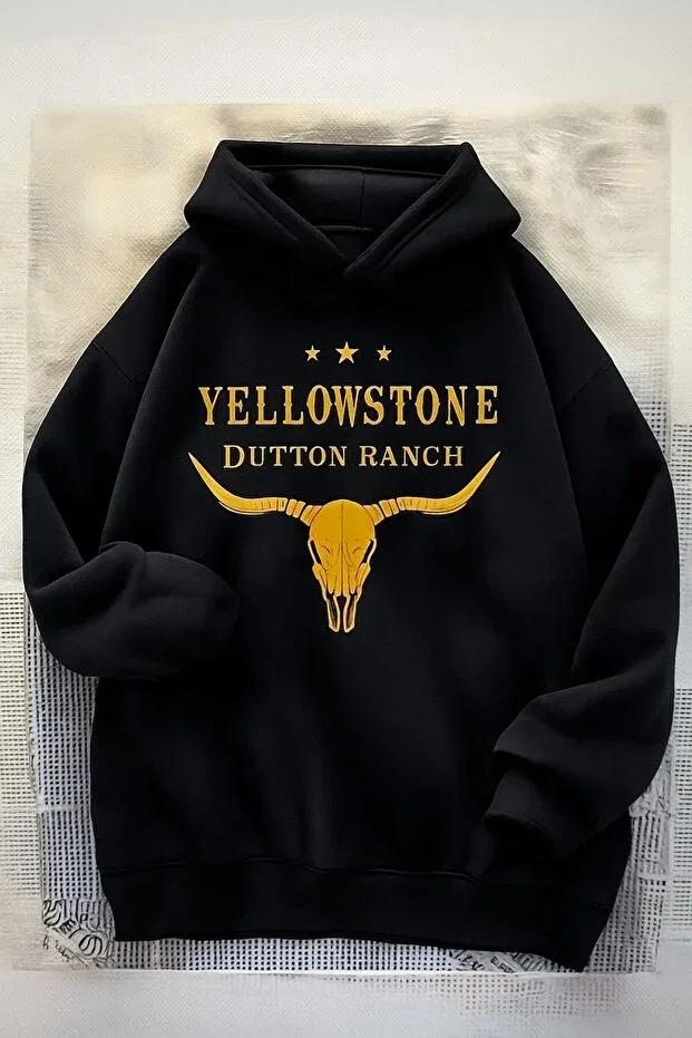 Детское худи для мальчиков с принтом Yellowstone Daxia, Black