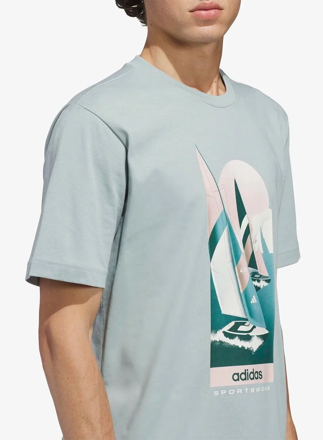 Футболка с принтом Summer Sailing Adidas, шалфейный — фото 3