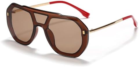 

Ретро-модные солнцезащитные очки большого размера 2026 года для женщин и мужчин, классические винтажные очки с защитой от УФ-излучения UV400, очки для активного отдыха MTZJH, Tea