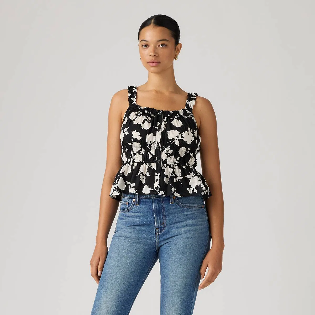 Блузка без рукавов Vera Levi's, Jonna Floral Anthrac - Black — фото 3