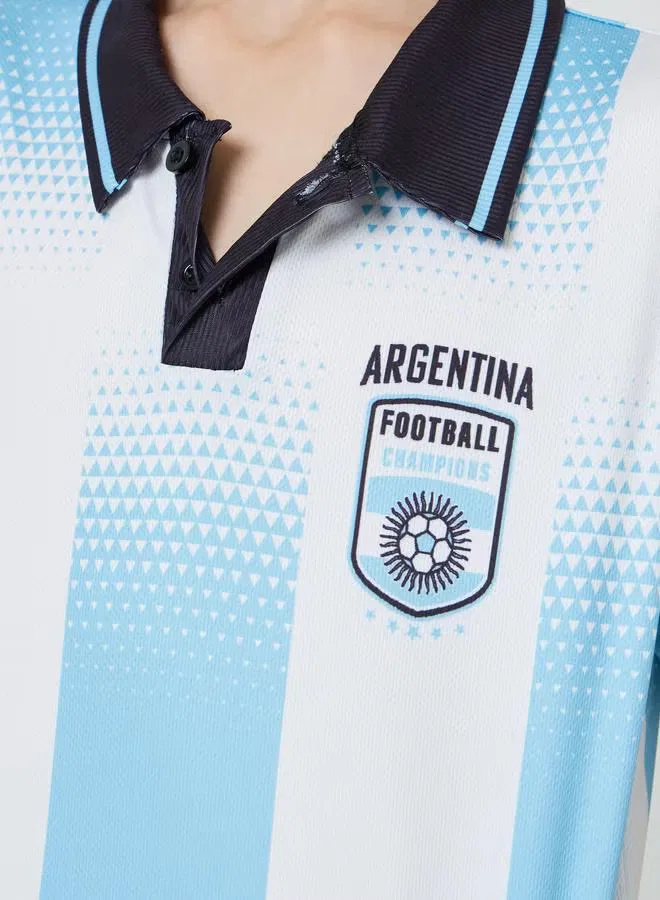 Комплект футболка-поло и шорты с принтом Argentina Jersey Fifa Football Styli, синий — фото 4