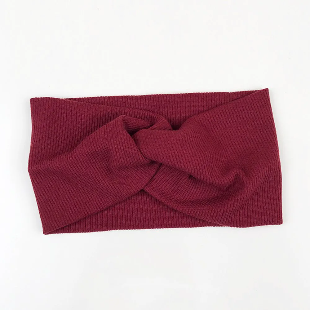 Ребристая повязка на голову для женщин, широкая Miniministore, Wine Red