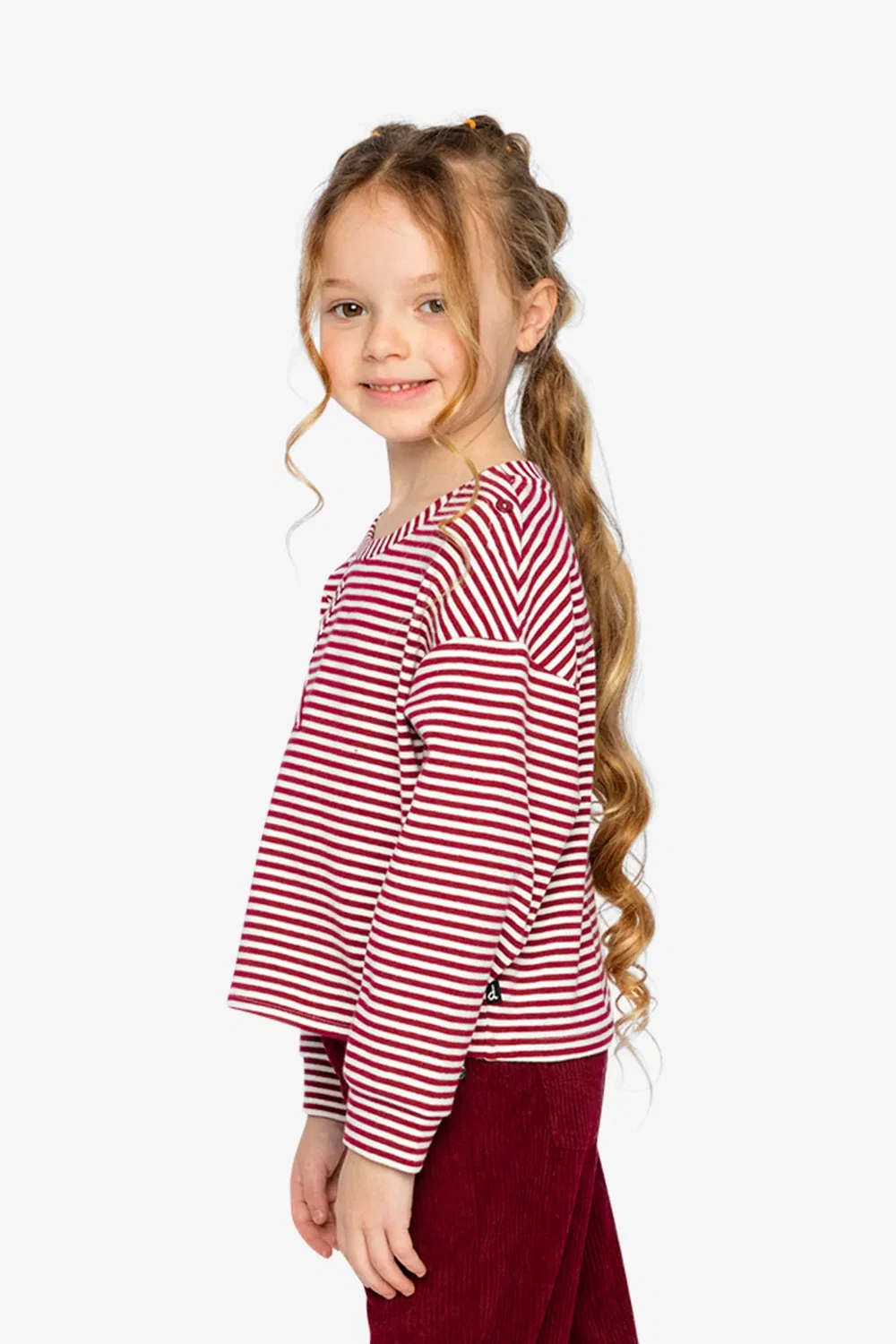 Детский лонгслив с длинным рукавом и звездой Varsity League Deux par Deux, Red and White Stripes — фото 4