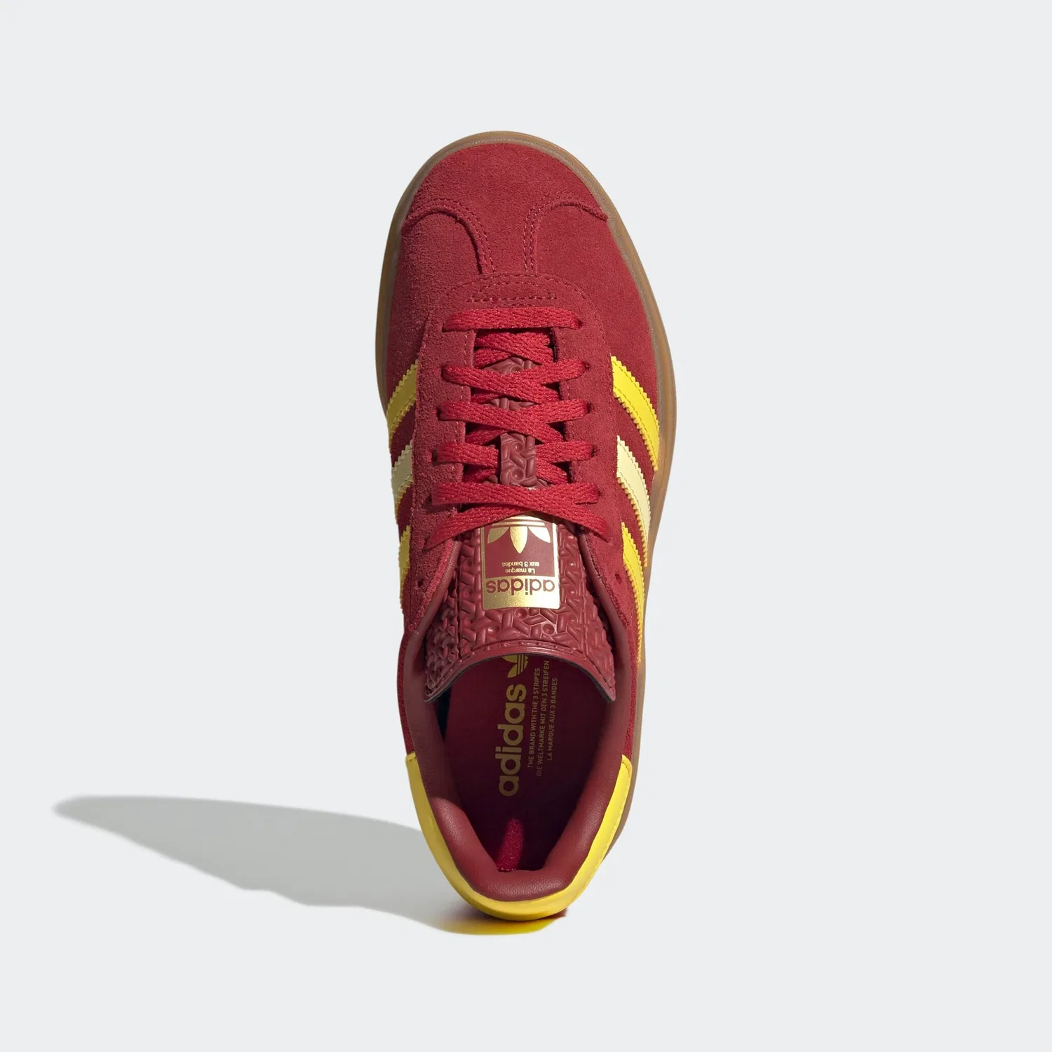 Детские кроссовки на платформе Gazelle Bold Adidas Originals, Red/Yellow/Gold Metallic — фото 4
