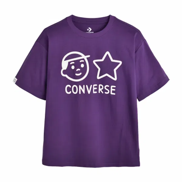 Футболка с принтом Converse x Noritake, Playkizpro, фиолетовая