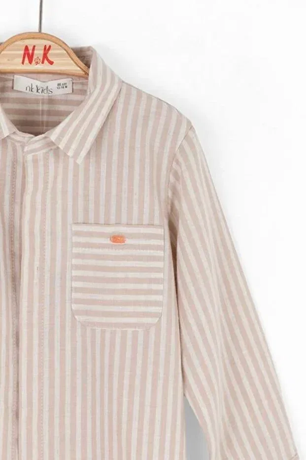 Детская рубашка с длинным рукавом Captain Shirt Nk Kids, Taupe — фото 2