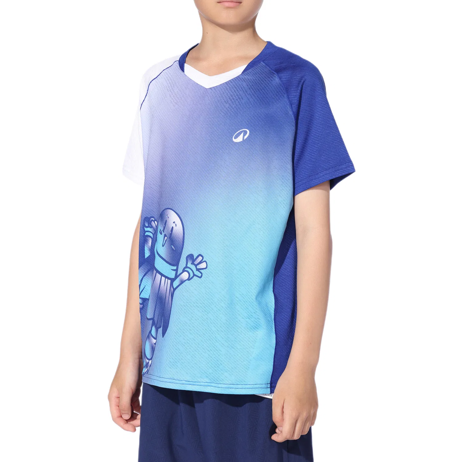 Детская футболка для бадминтона с принтом Badminton T Shirt DECATHLON, Dark Indigo/Royal Blue/Snow